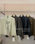 16a32 Leather jacket with stand collar