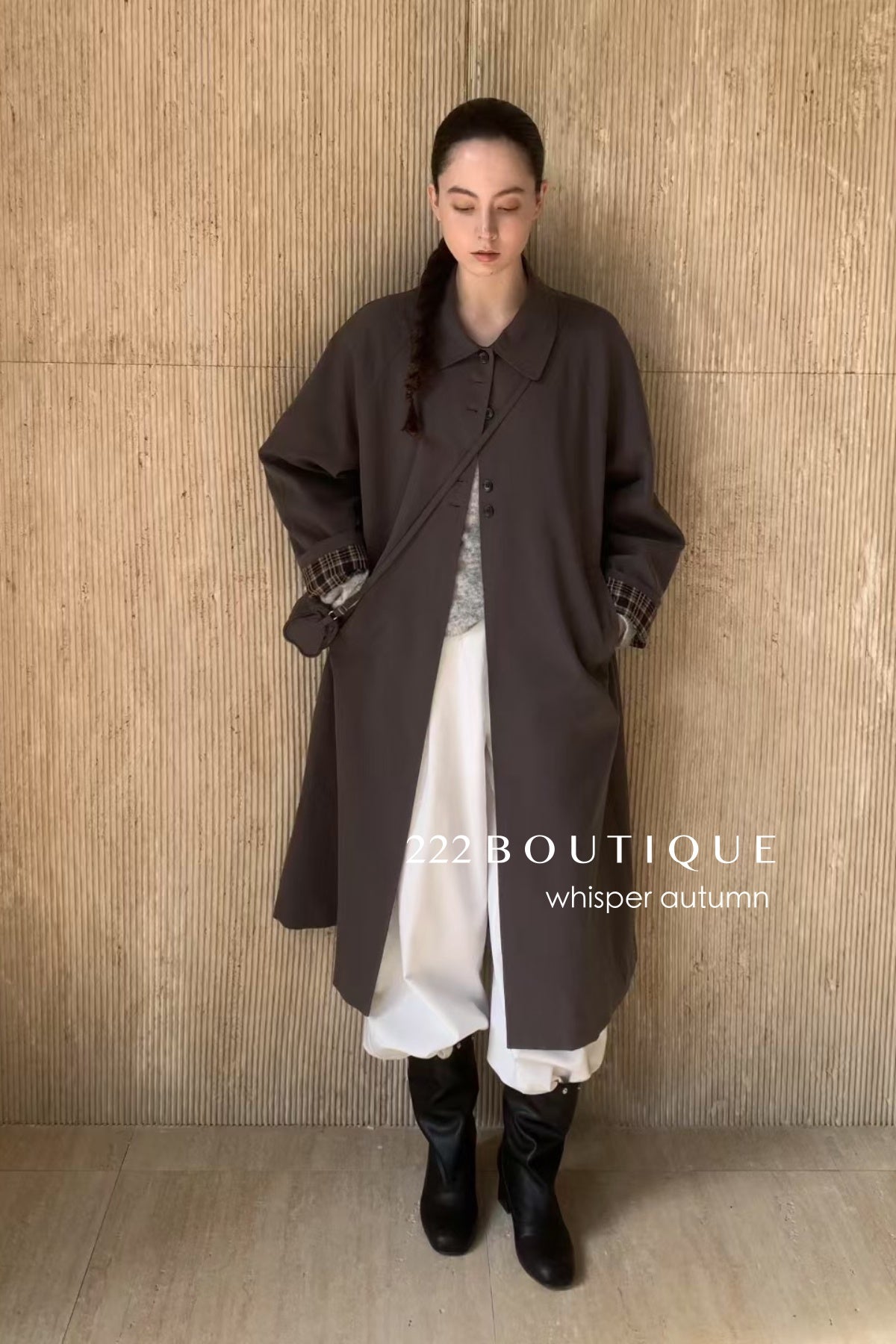 16a29 Long trench coat with belt