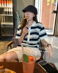 16a58 Oversized striped polo