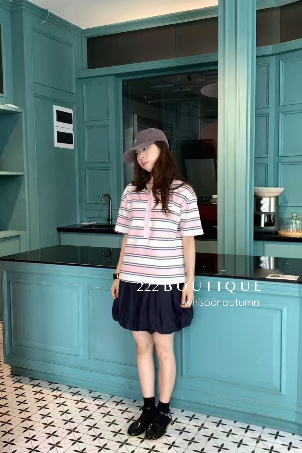 16a58 Oversized striped polo