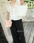 13Q10 Ruffle Hem Straight Pants