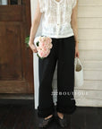 13Q10 Ruffle Hem Straight Pants