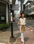 13Q10 Ruffle Hem Straight Pants