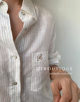16a87 Embroidered striped silk shirt