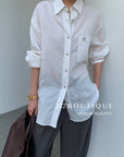 16a87 Embroidered striped silk shirt