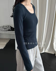 18a28 Thermal fitted U-neck top with padded chest