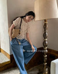 14a18 Short-sleeve lace blouse with Peter Pan collar