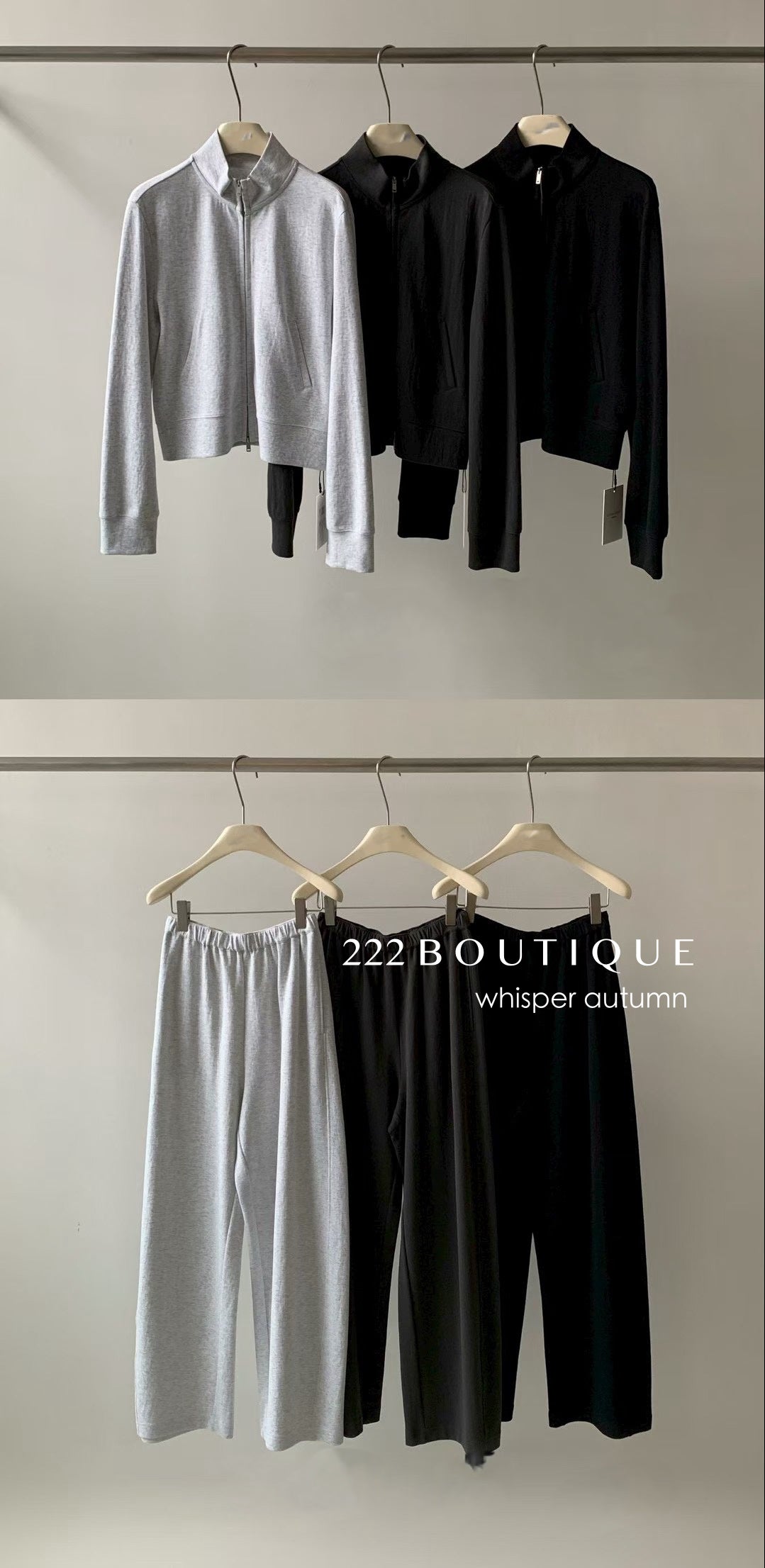 16a91 - 16q19 Cotton fleece set – jacket & straight-leg pants