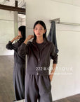 16a91 - 16q19 Cotton fleece set – jacket & straight-leg pants