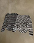 16a69 Off-shoulder striped top