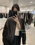 16a97 Basic faux leather jacket – black