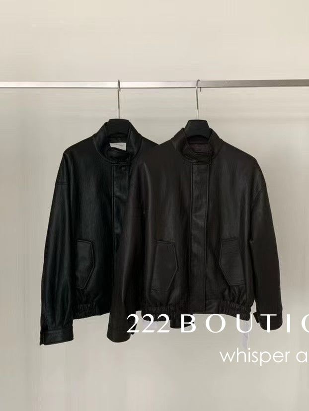 16a97 Basic faux leather jacket – black