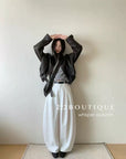 16a20 Tapered poly trousers with belt