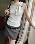 16a71 Mongtoghi sleeveless top with tie-neck