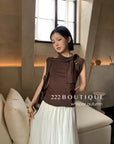 16a71 Mongtoghi sleeveless top with tie-neck