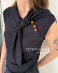 16a71 Mongtoghi sleeveless top with tie-neck