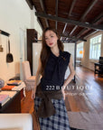 16a71 Mongtoghi sleeveless top with tie-neck