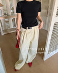 16A73 Back cut-out Mongtoghi tee with pearl buttons