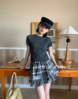 16A73 Back cut-out Mongtoghi tee with pearl buttons