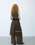 15v2 Sheer sleeveless midi dress – whisper tones