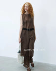 15v2 Sheer sleeveless midi dress – whisper tones