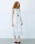 15v2 Sheer sleeveless midi dress – whisper tones