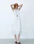 15v2 Sheer sleeveless midi dress – whisper tones