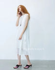 15v2 Sheer sleeveless midi dress – whisper tones