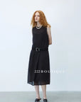 15v2 Sheer sleeveless midi dress – whisper tones