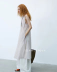 15v2 Sheer sleeveless midi dress – whisper tones