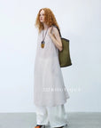 15v2 Sheer sleeveless midi dress – whisper tones