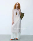 15v2 Sheer sleeveless midi dress – whisper tones