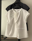 14a5 Basic round-neck shirt with cross-front detail