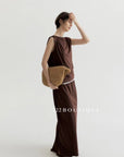 15v1 Draped-back maxi dress – fluid and refined