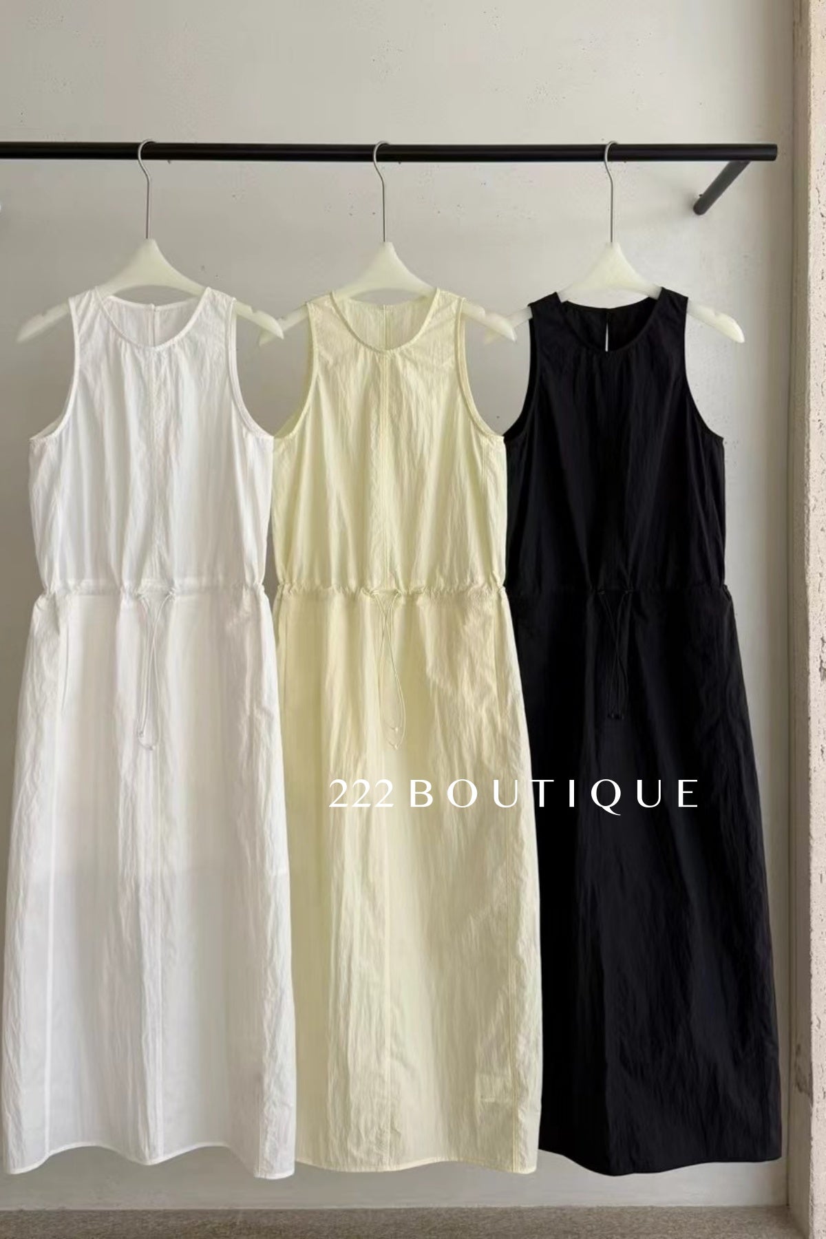 15v15 Drawstring waist midi dress – crisp and breathable