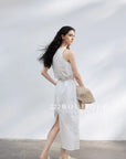 15v15 Drawstring waist midi dress – crisp and breathable