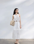 15v15 Drawstring waist midi dress – crisp and breathable
