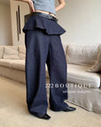 16q16 Layered denim pants with belt