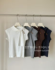 16a71 Mongtoghi sleeveless top with tie-neck