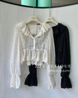 16a72 Lace ruffle cropped blouse