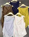 14a47 Asymmetrical Draped Top – Soft Linen Blend