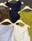 14a47 Asymmetrical Draped Top – Soft Linen Blend