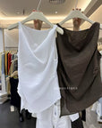 14a47 Asymmetrical Draped Top – Soft Linen Blend