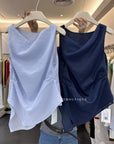 14a47 Asymmetrical Draped Top – Soft Linen Blend