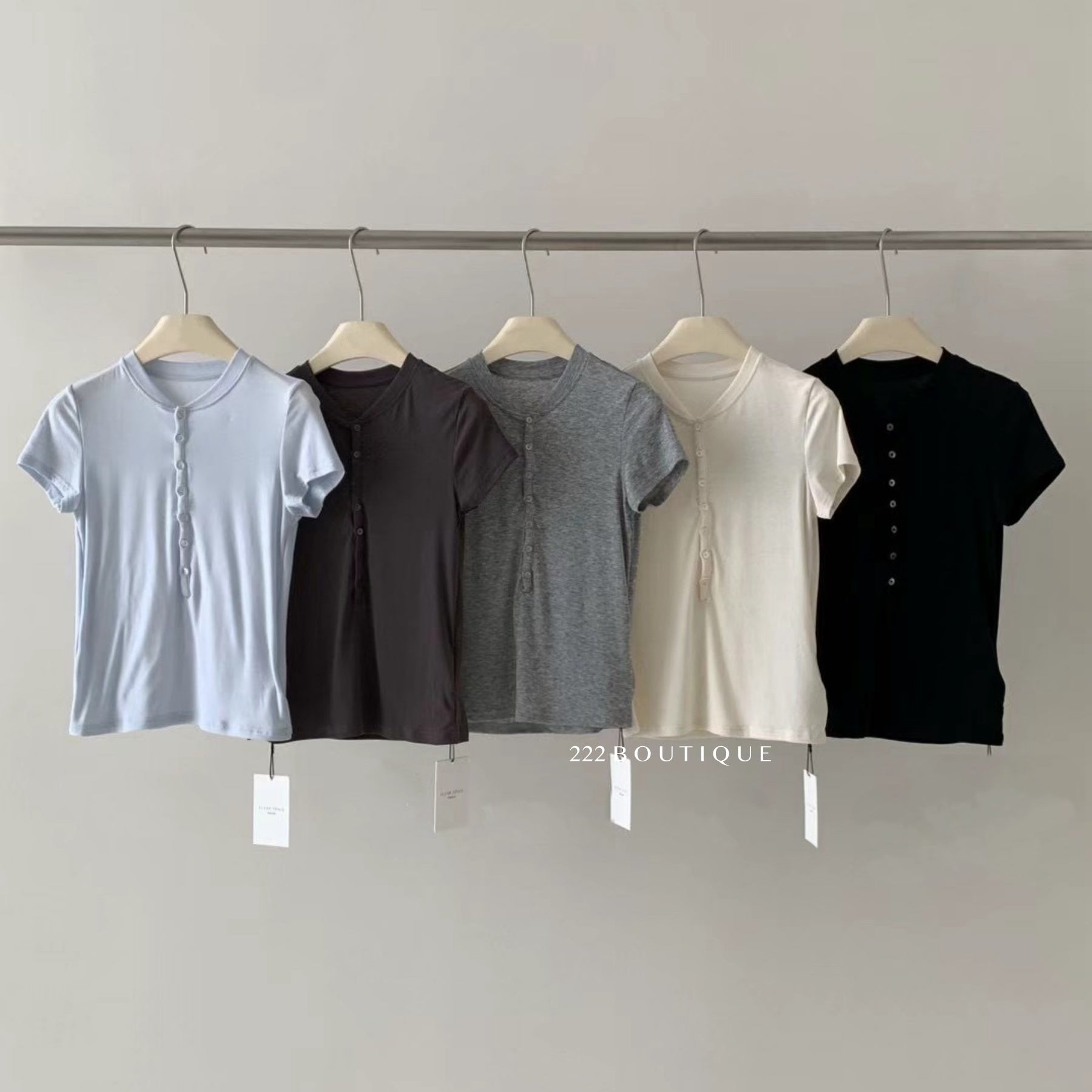 14a48 Ribbed Buttoned Tee – Casual & Fitted