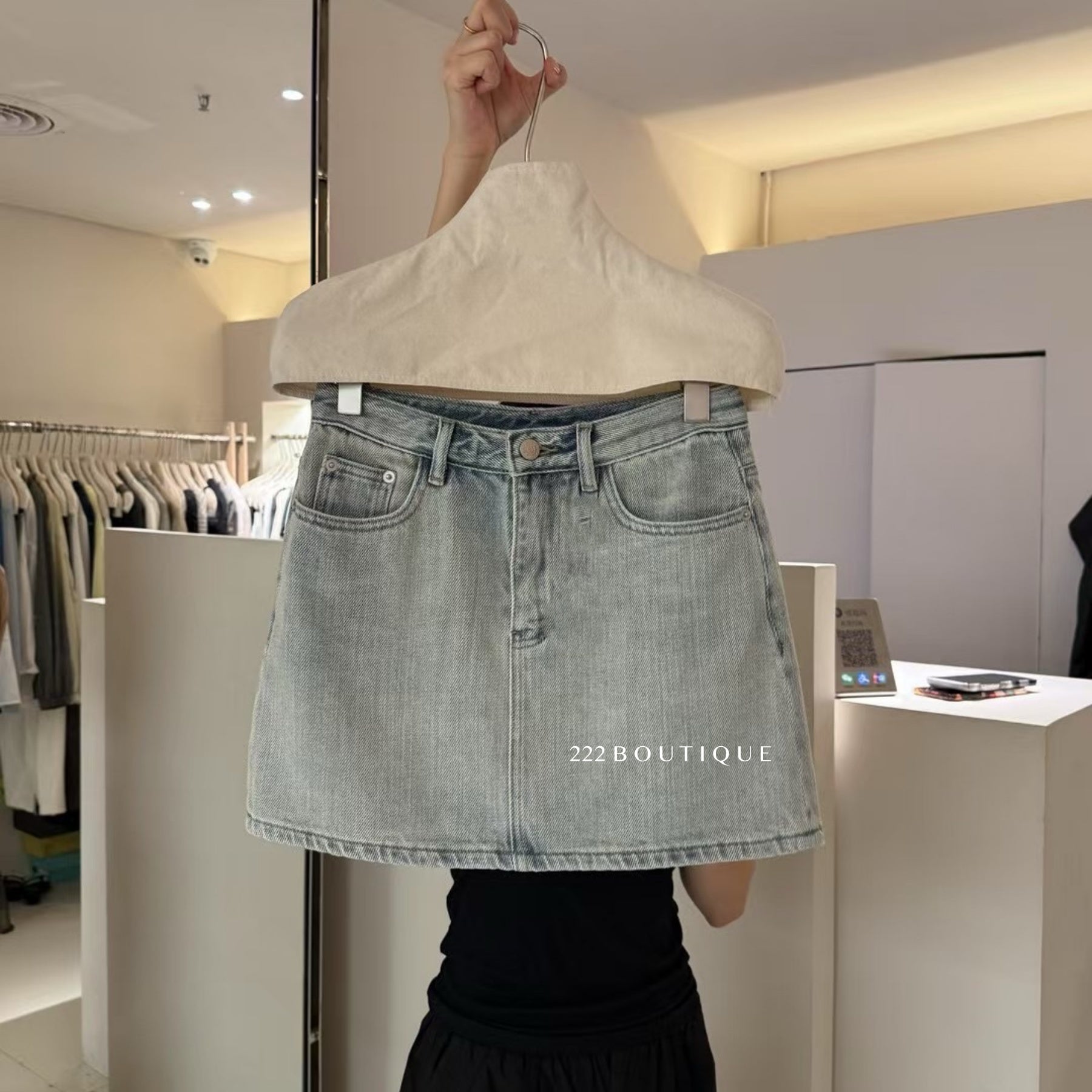 14v28 Washed Denim Mini Skirt – Vintage Blue
