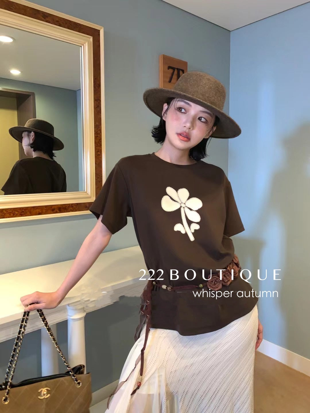 16a69 Floral print cotton tee