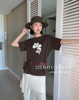 16a69 Floral print cotton tee