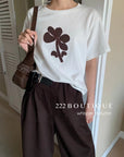 16a69 Floral print cotton tee