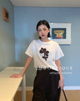 16a69 Floral print cotton tee